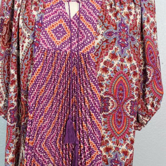 One World Boho Peasant Blouse With Tassels Size XL Live and Let Live - Picture 2 of 12